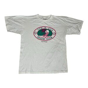 Vintage St Thomas T-Shirt Fun N Sun Beach Club Size XL Single Stitch 90s